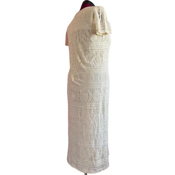 Vintage NWT Womens Dress Large Cream Gold Lace Ethereal Soft Delicate Elegant - Picture 3 of 7